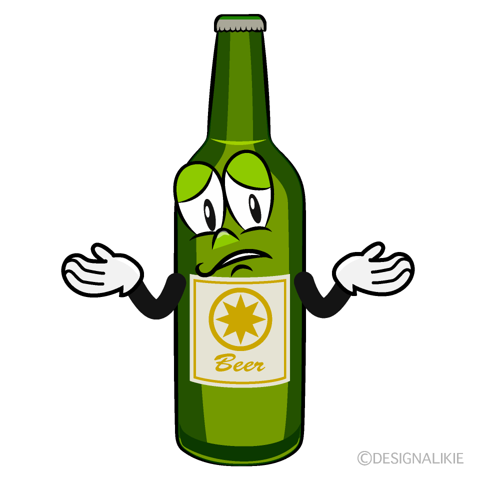 Troubled Beer Bottle Cartoon Character Image