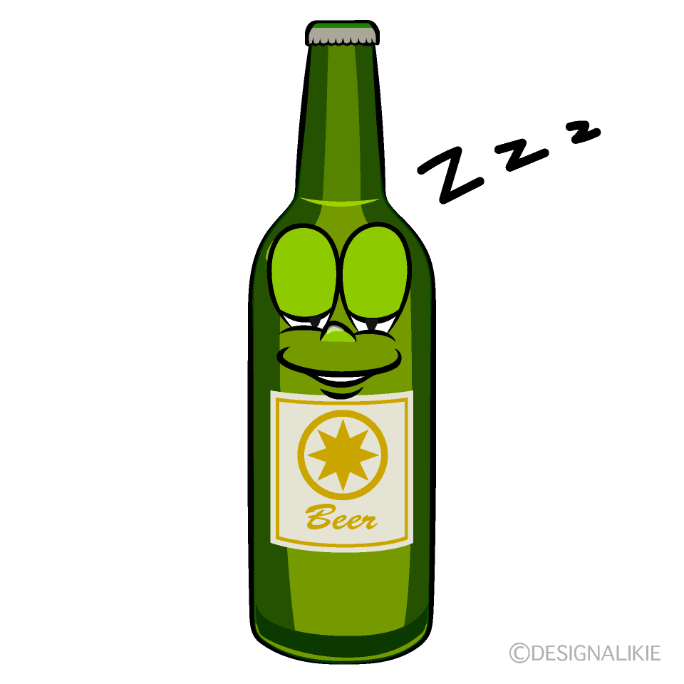 Sleeping Beer Bottle Cartoon Character Image