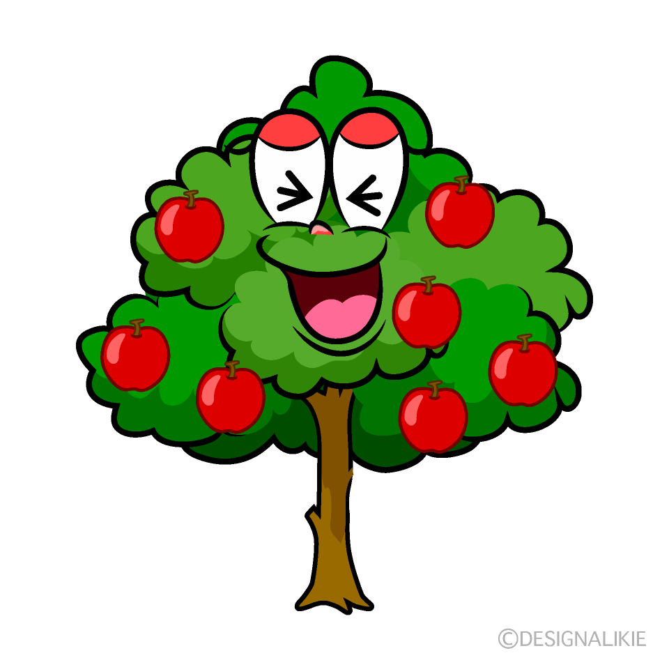 Laughing Apple Tree Cartoon Character Image