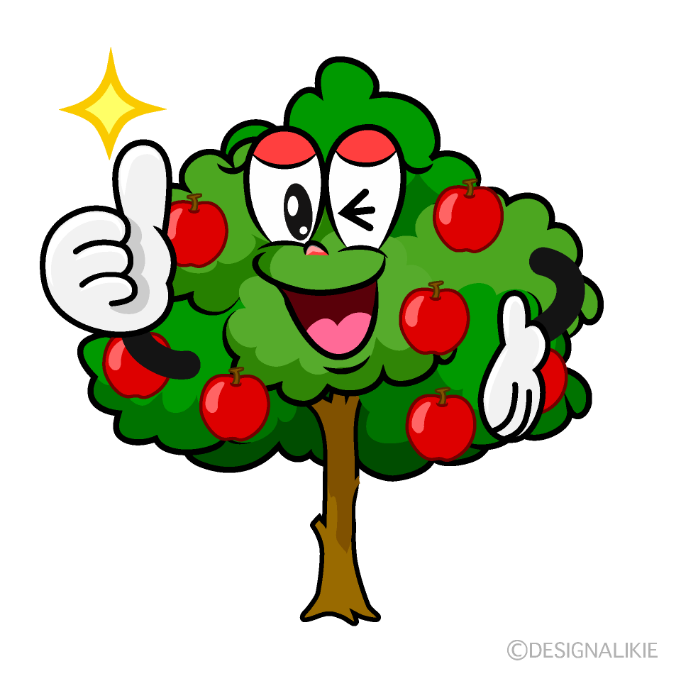 Thumbs up Apple Tree Cartoon Character Image