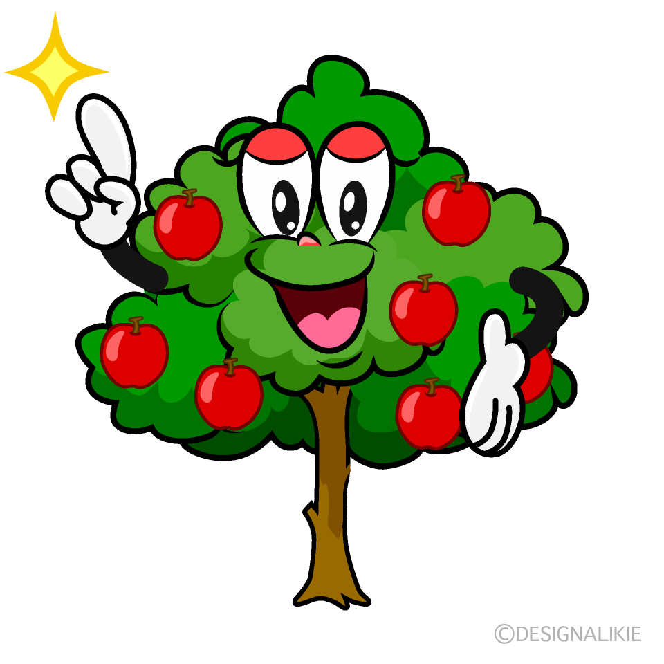 Posing Apple Tree Cartoon Character Image