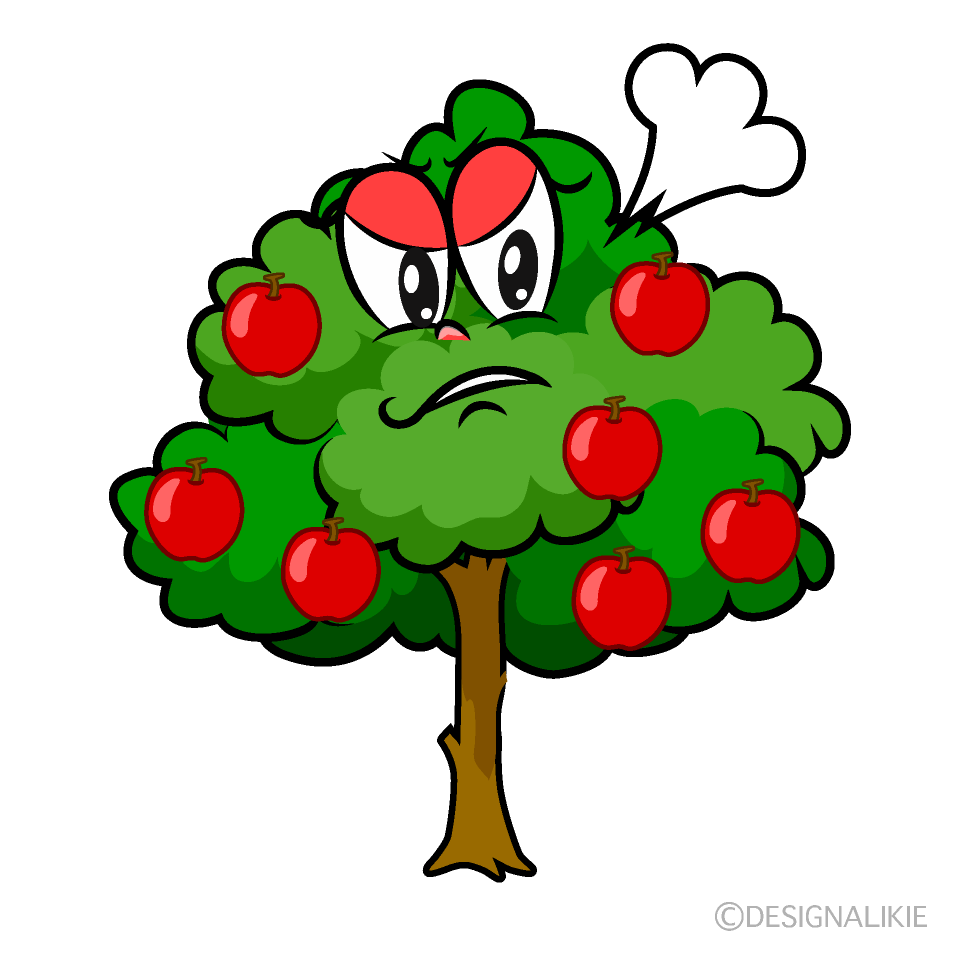 Angry Apple Tree Cartoon Character Image