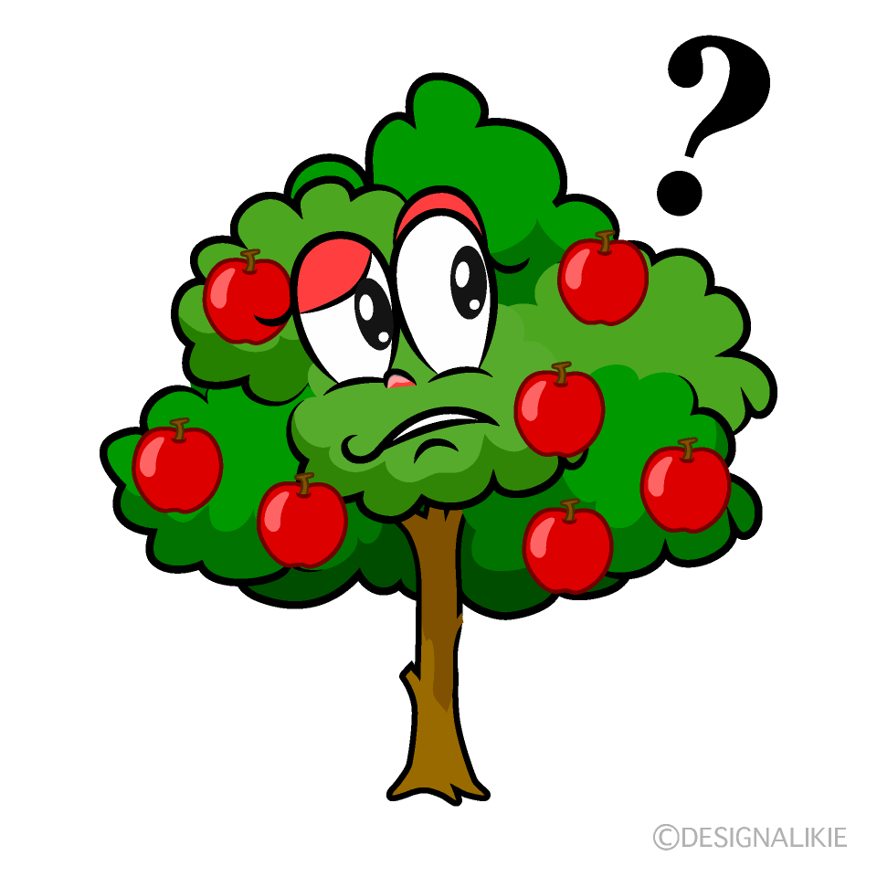 Thinking Apple Tree Cartoon Character Image