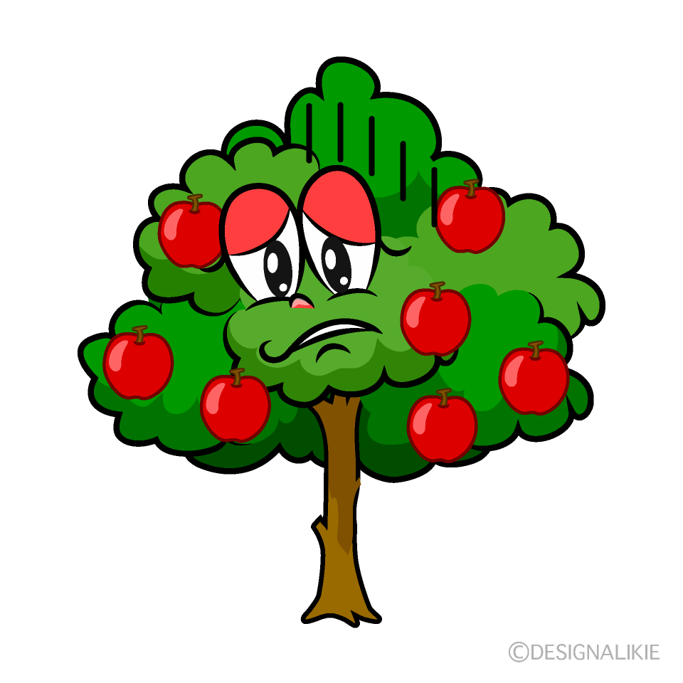 Depressed Apple Tree Cartoon Character Image