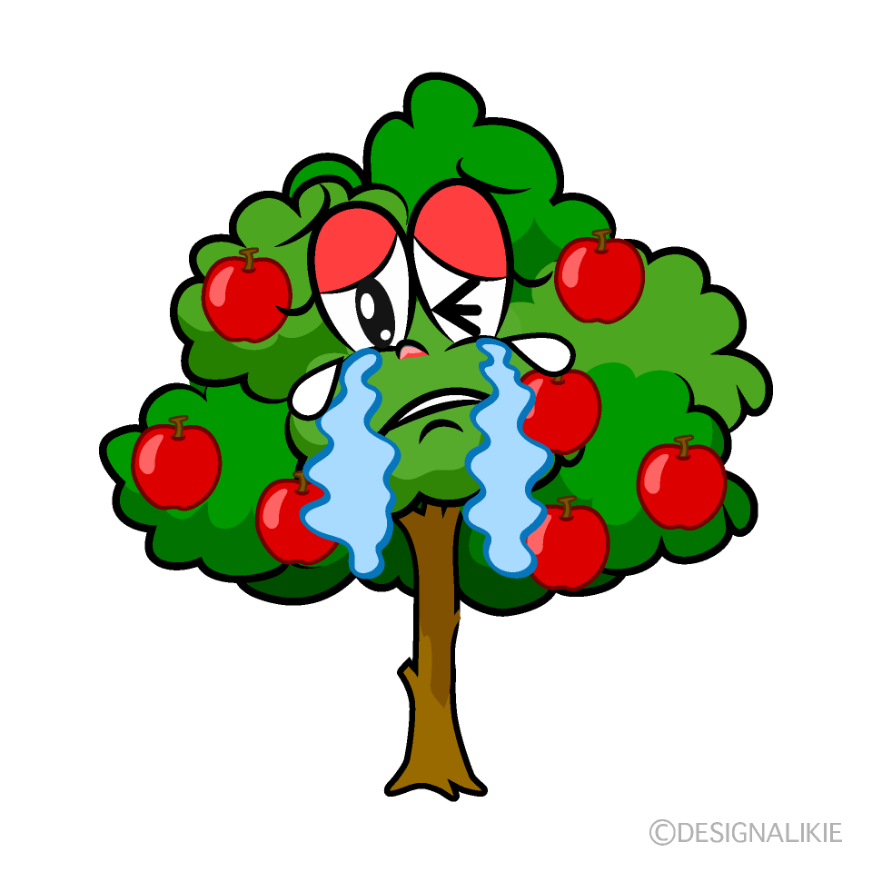 Crying Apple Tree Cartoon Character Image