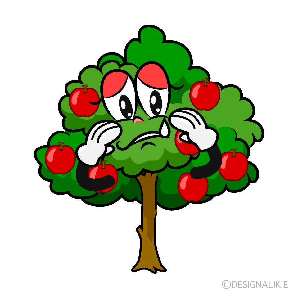 Sad Apple Tree Cartoon Character Image