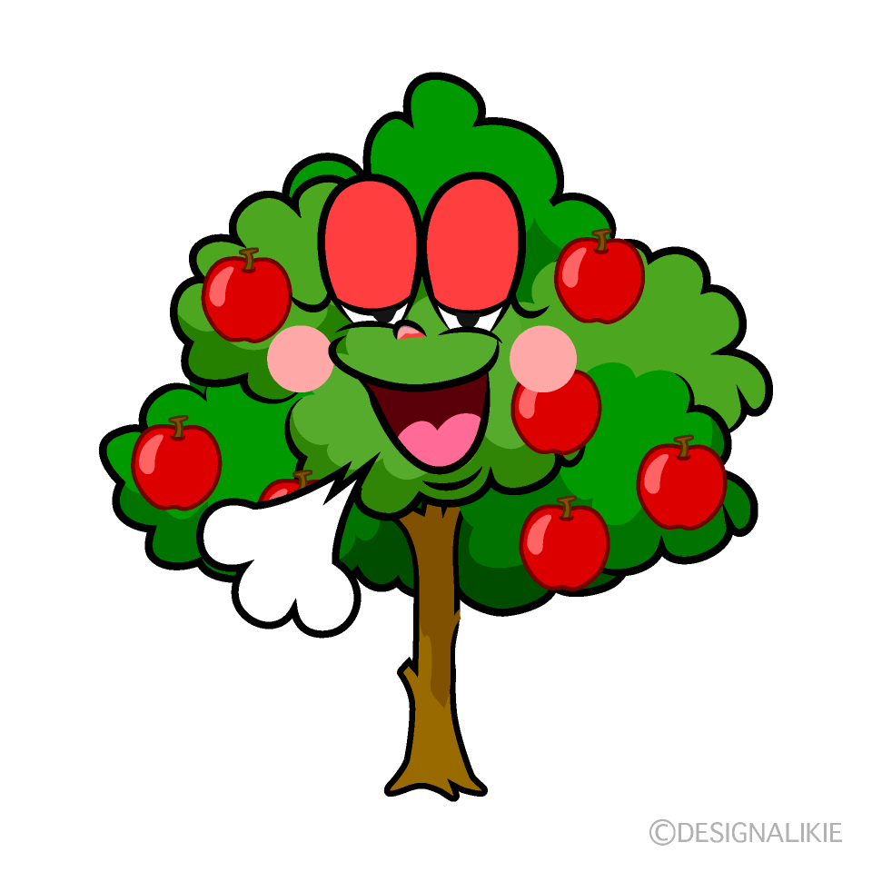 Relaxing Apple Tree Cartoon Character Image