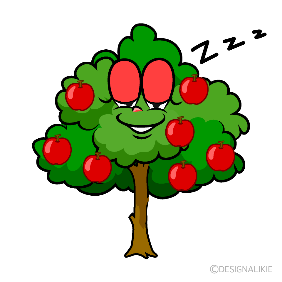 Sleeping Apple Tree Cartoon Character Image