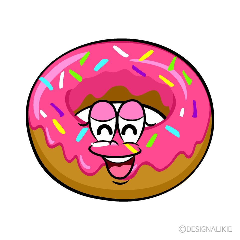 Smiling Strawberry Donut Cartoon Character Image