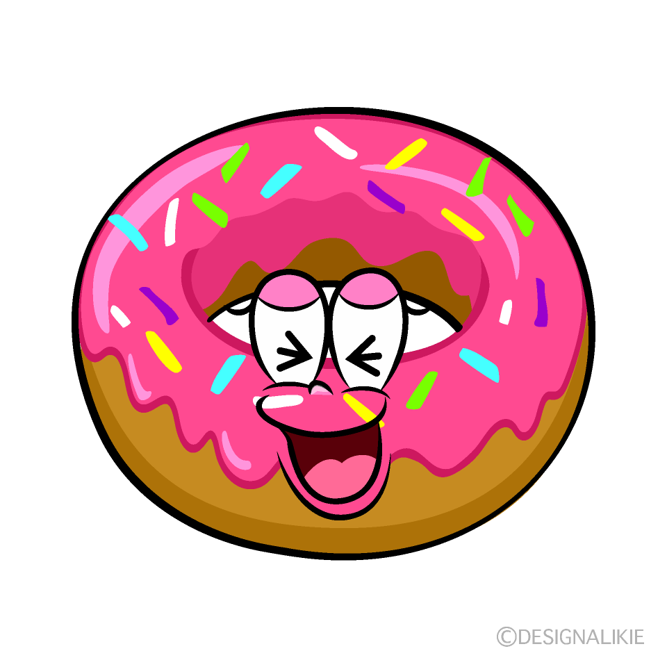 Laughing Strawberry Donut Cartoon Character Image