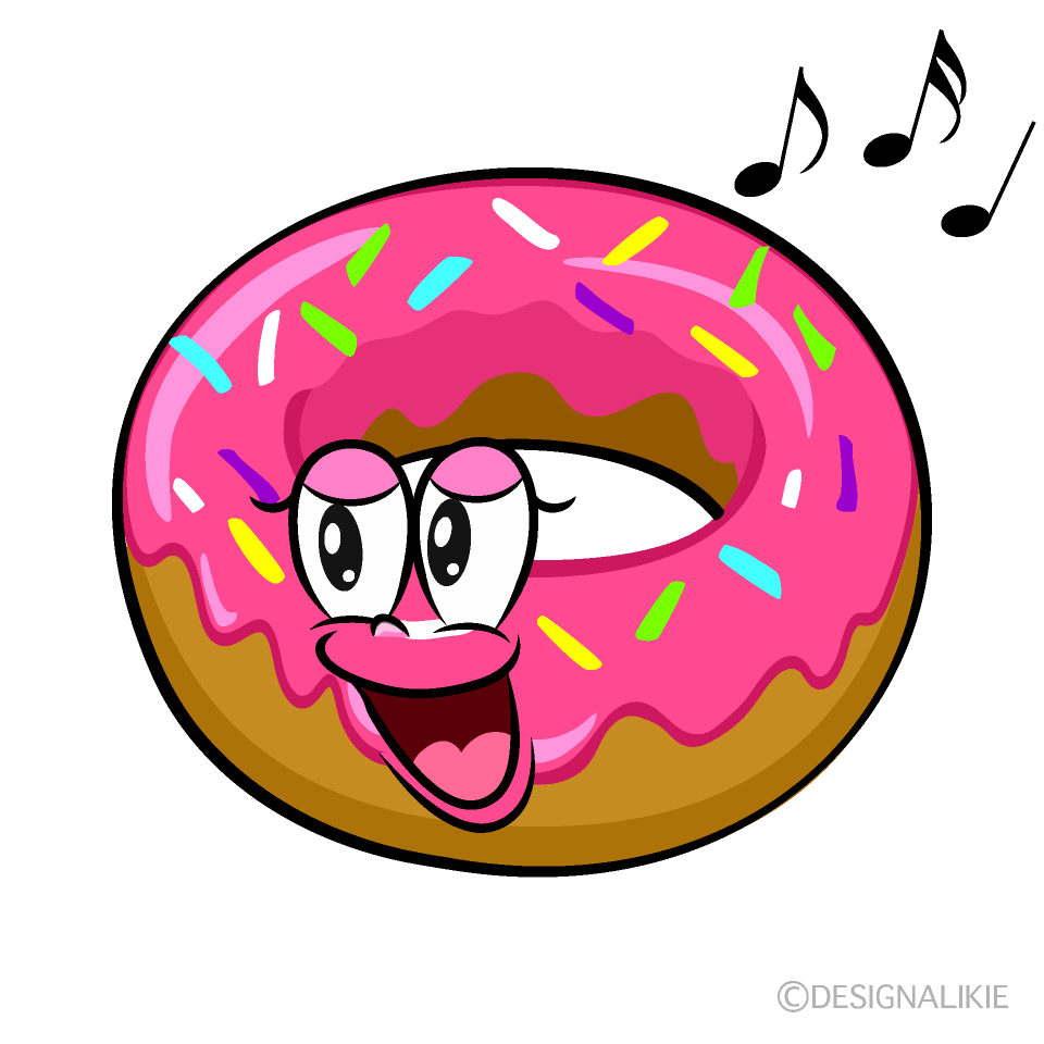 Singing Strawberry Donut Cartoon Character Image