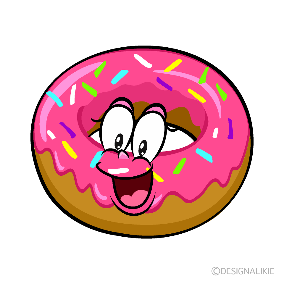 Surprising Strawberry Donut Cartoon Character Image