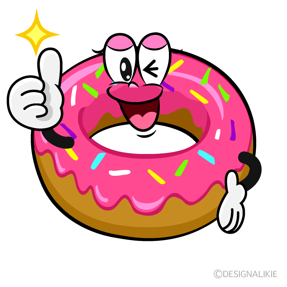 Thumbs up Strawberry Donut Cartoon Character Image