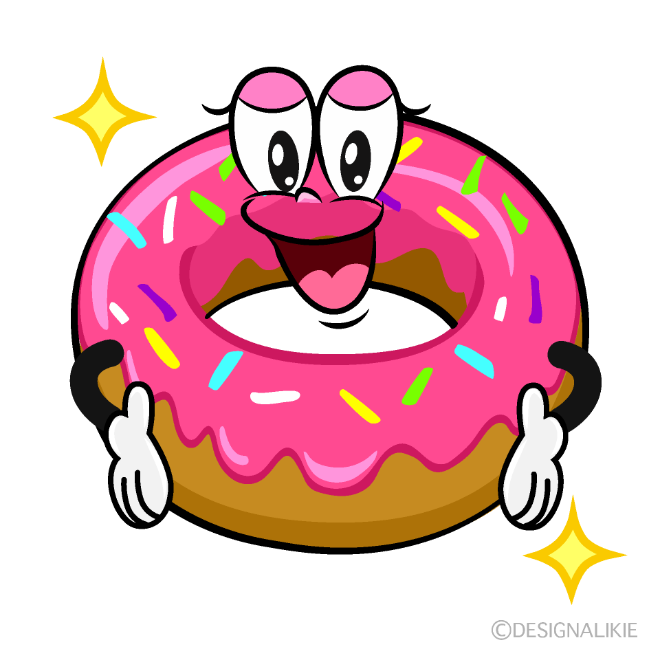 Glitter Strawberry Donut Cartoon Character Image