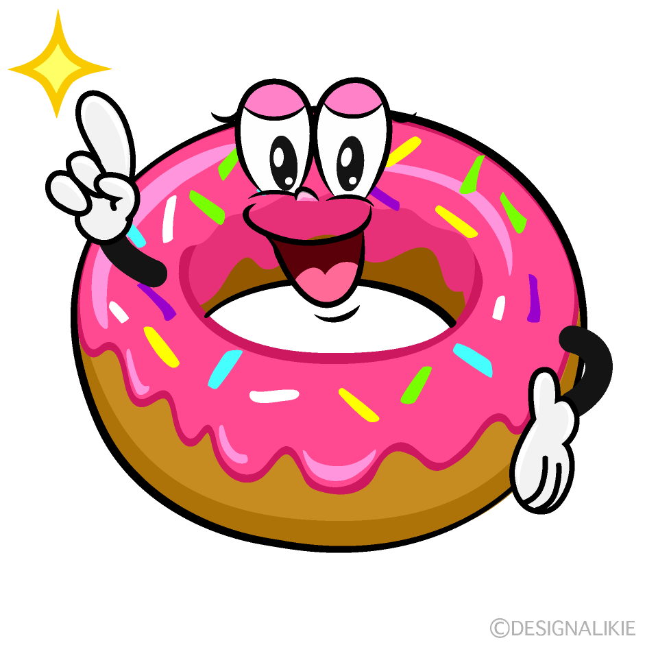 Posing Strawberry Donut Cartoon Character Image