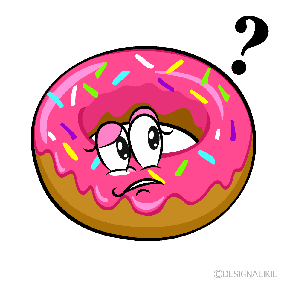 Thinking Strawberry Donut Cartoon Character Image