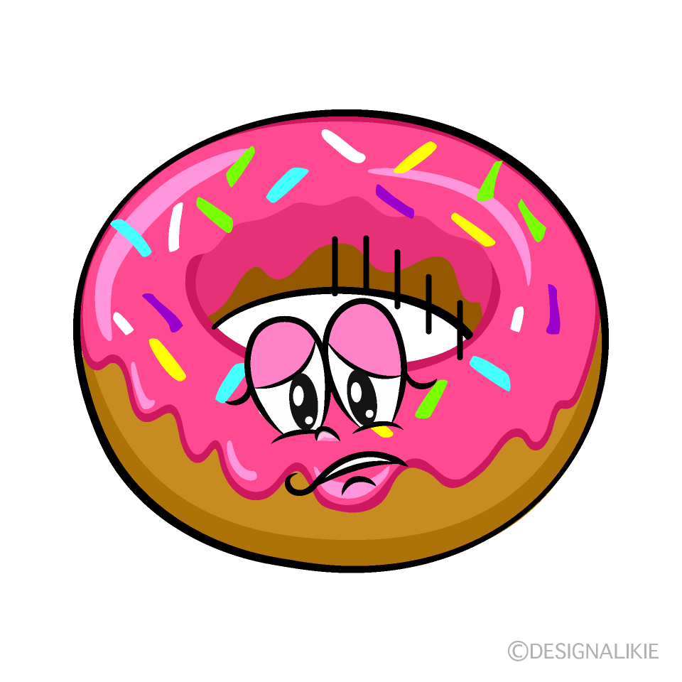 Depressed Strawberry Donut Cartoon Character Image