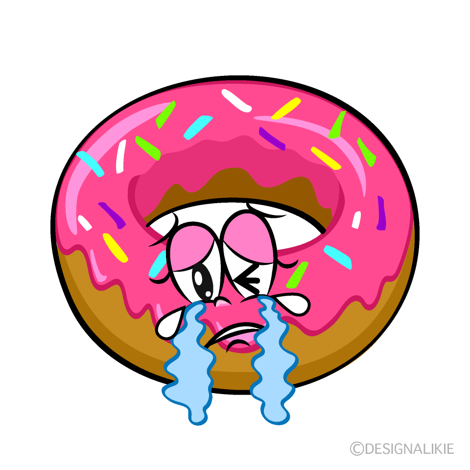 Crying Strawberry Donut Cartoon Character Image