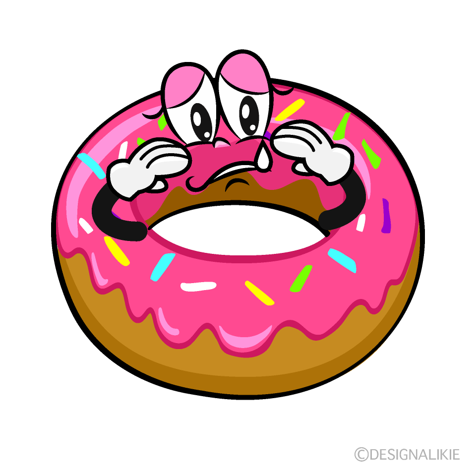 Sad Strawberry Donut Cartoon Character Image