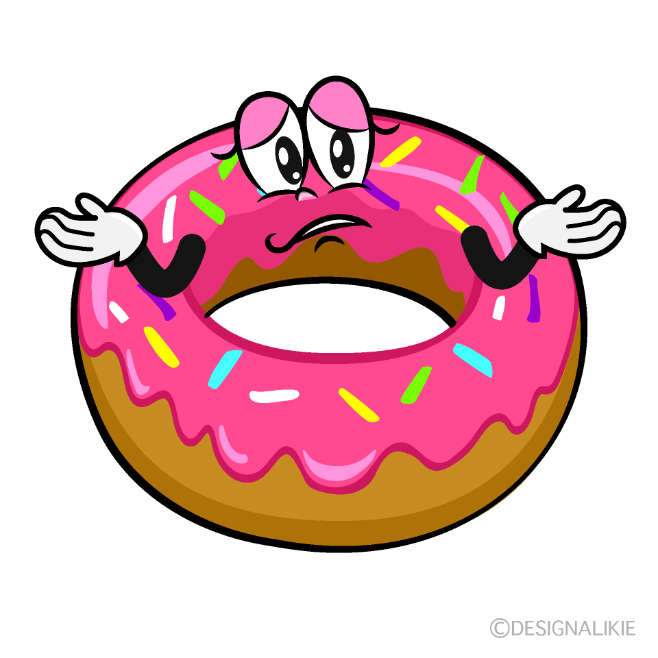 Troubled Strawberry Donut Cartoon Character Image