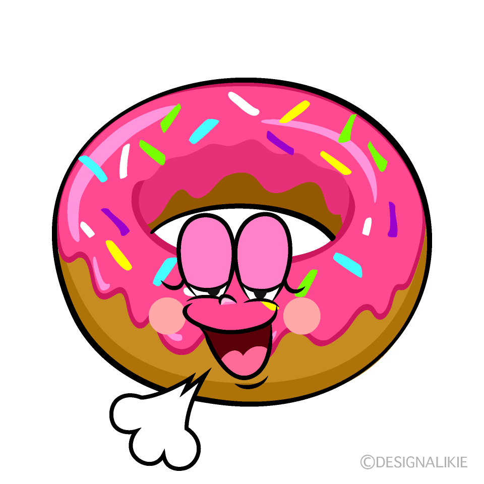 Relaxing Strawberry Donut Cartoon Character Image