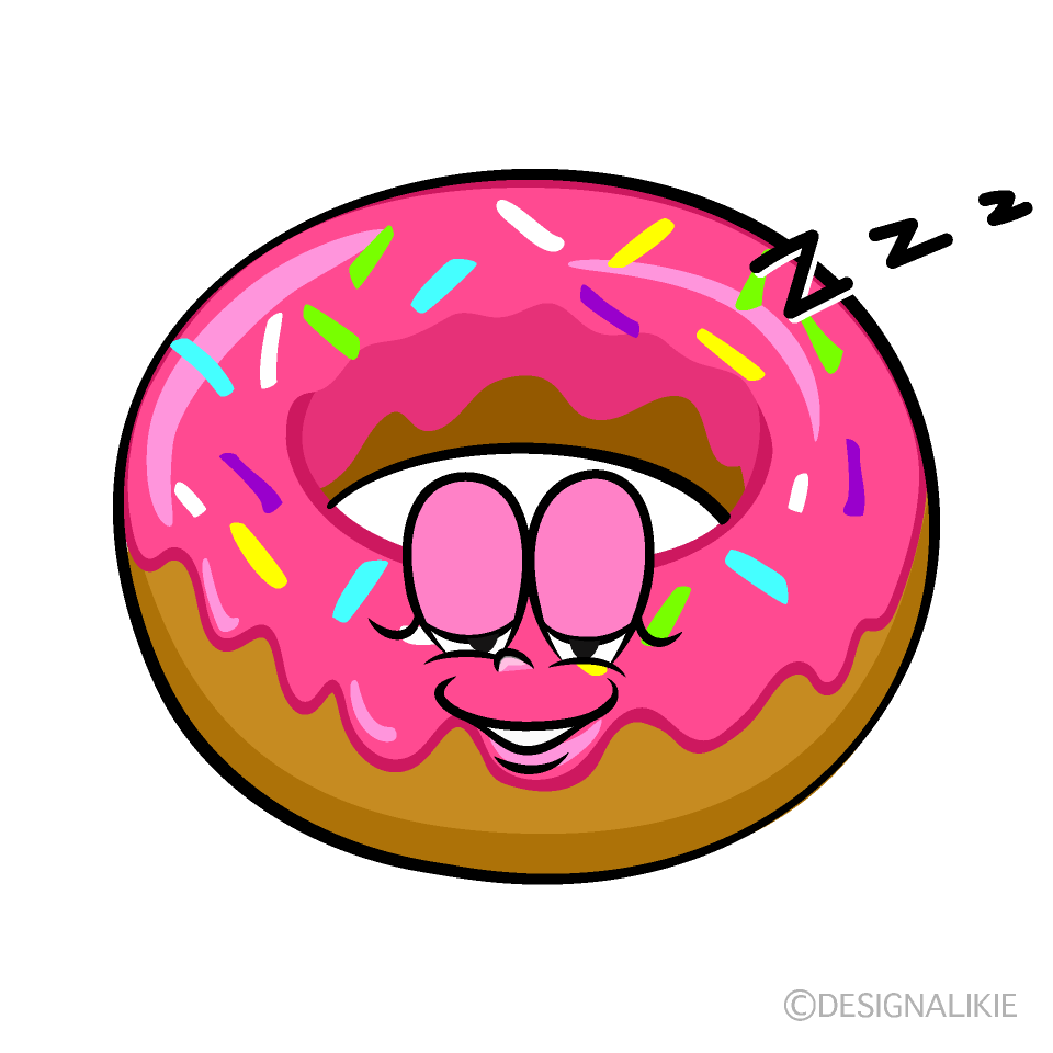 Sleeping Strawberry Donut Cartoon Character Image