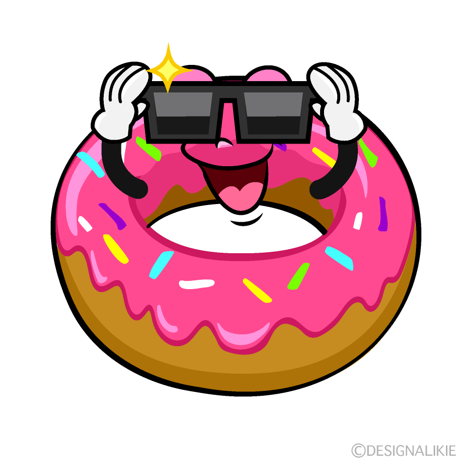 Cool Strawberry Donut Cartoon Character Image