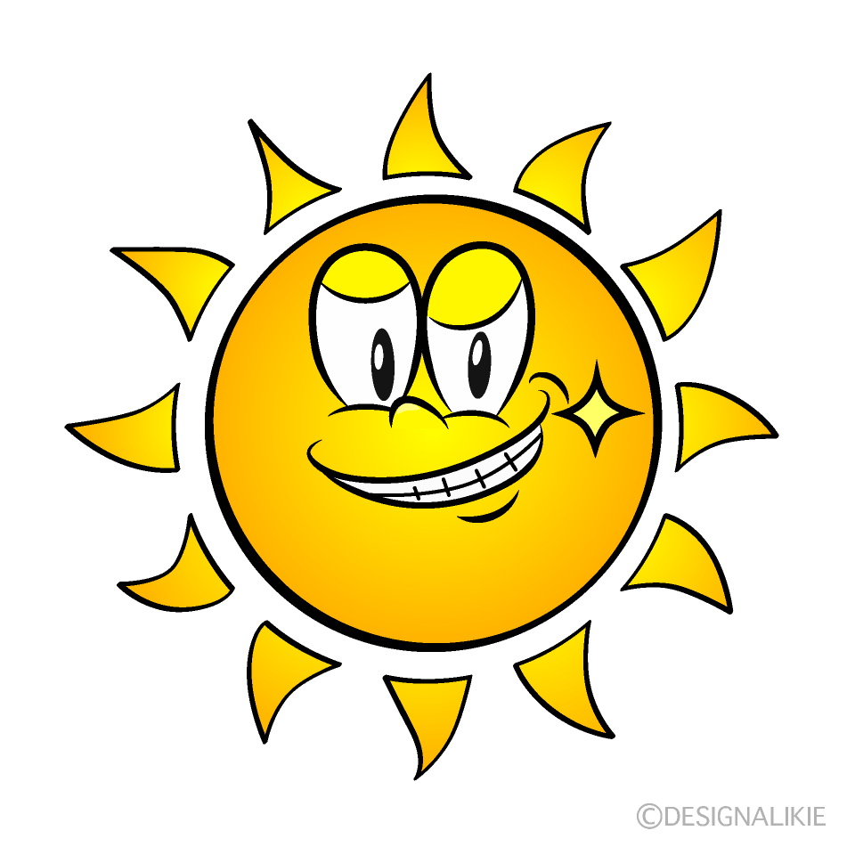 Grinning Sunshine Cartoon Character Image