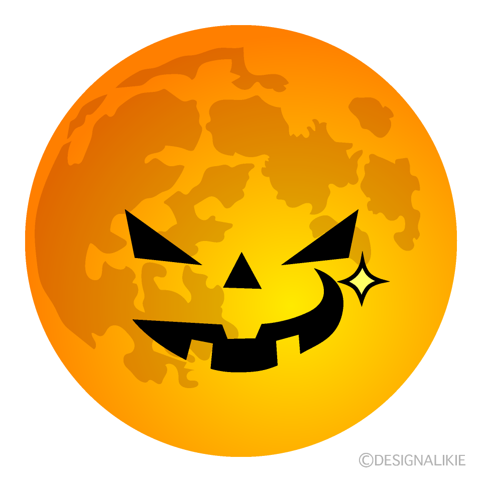 Grinning Halloween Moon Cartoon Character Image