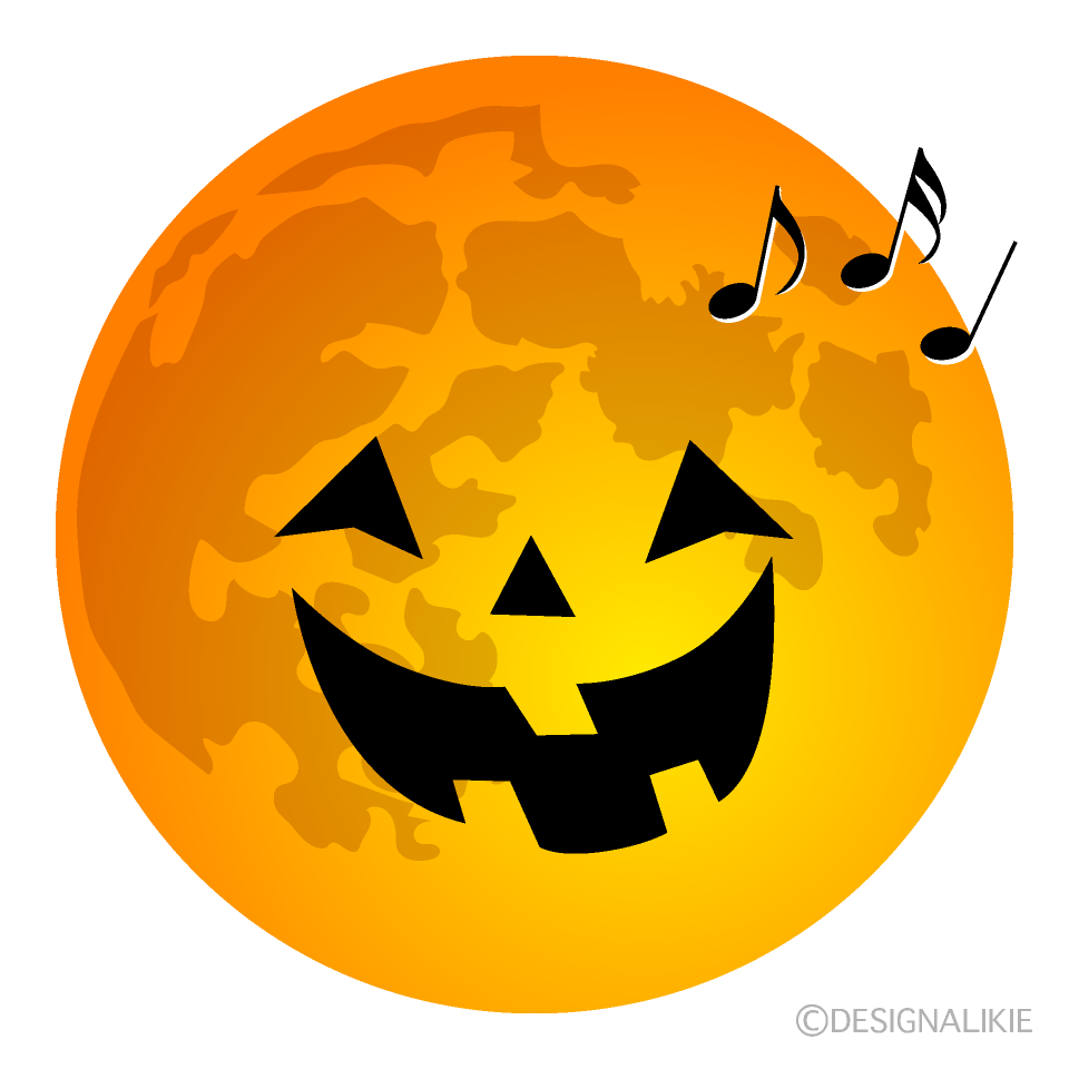 Singing Halloween Moon Cartoon Character Image