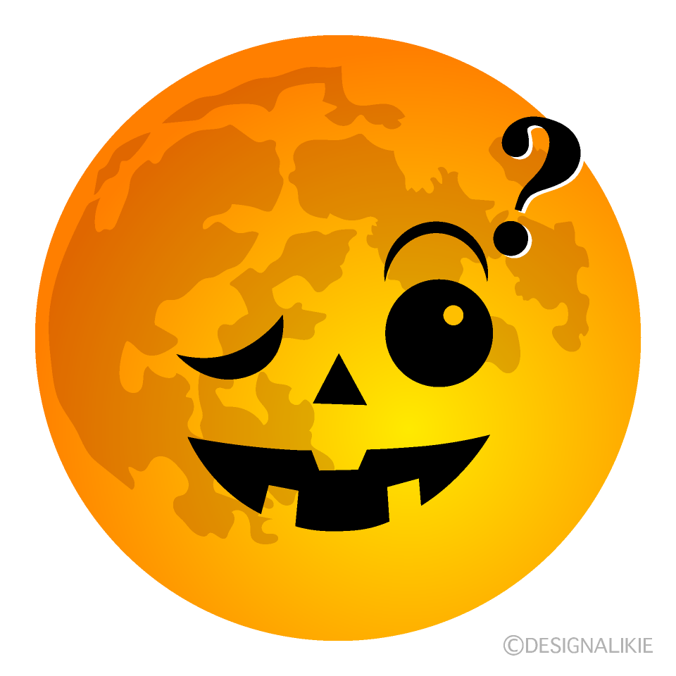 Thinking Halloween Moon Cartoon Character Image