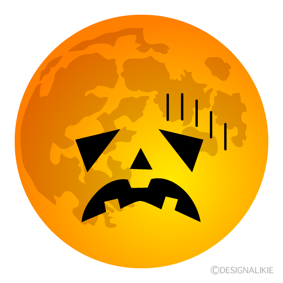 Depressed Halloween Moon Cartoon Character Image