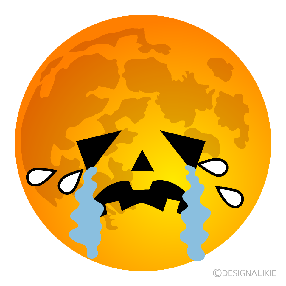 Crying Halloween Moon Cartoon Character Image