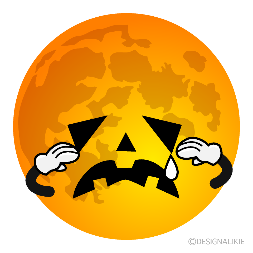 Sad Halloween Moon Cartoon Character Image