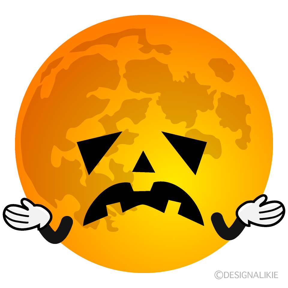 Troubled Halloween Moon Cartoon Character Image