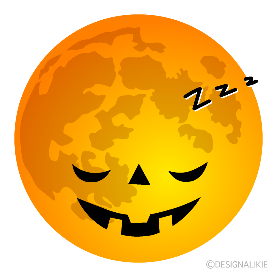 Sleeping Halloween Moon Cartoon Character Image