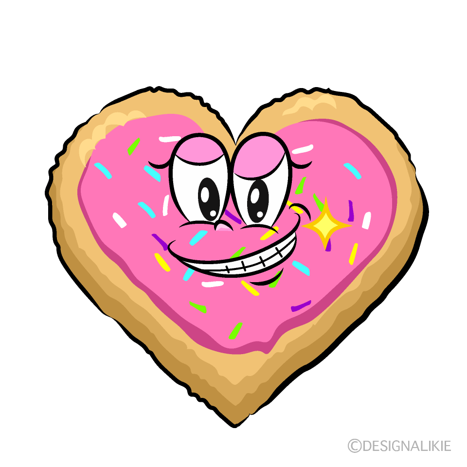 Grinning Heart Cookie Cartoon Character Image