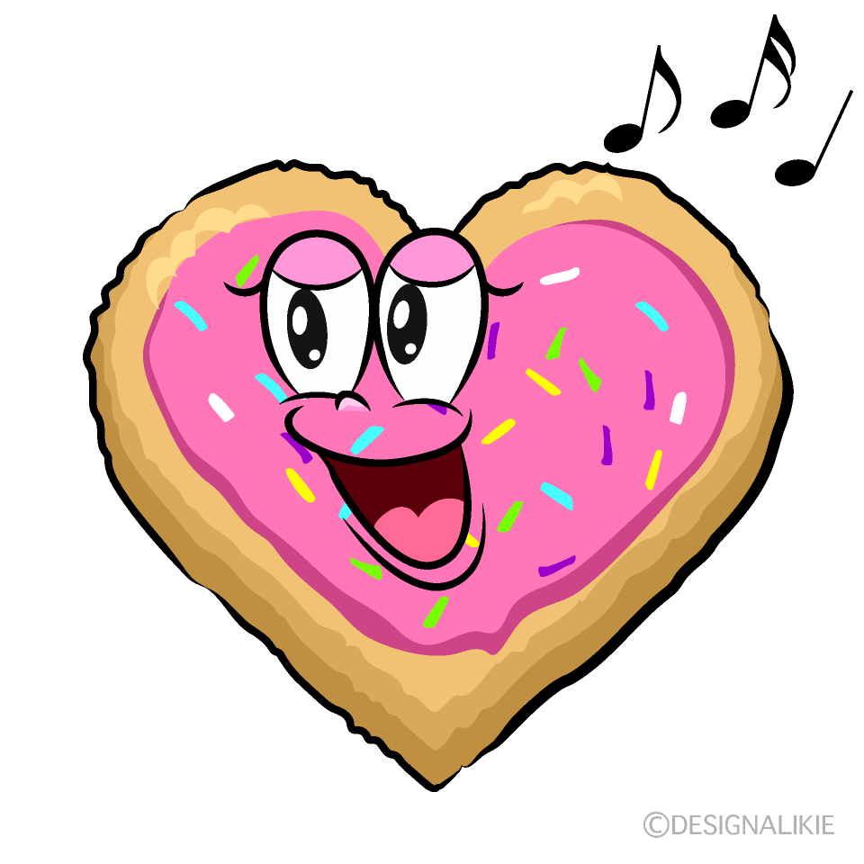 Singing Heart Cookie Cartoon Character Image