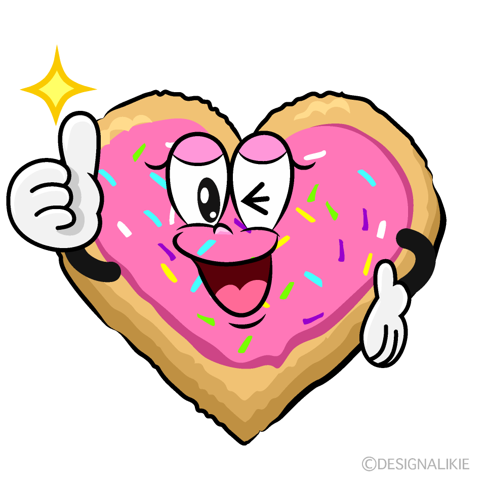 Thumbs up Heart Cookie Cartoon Character Image