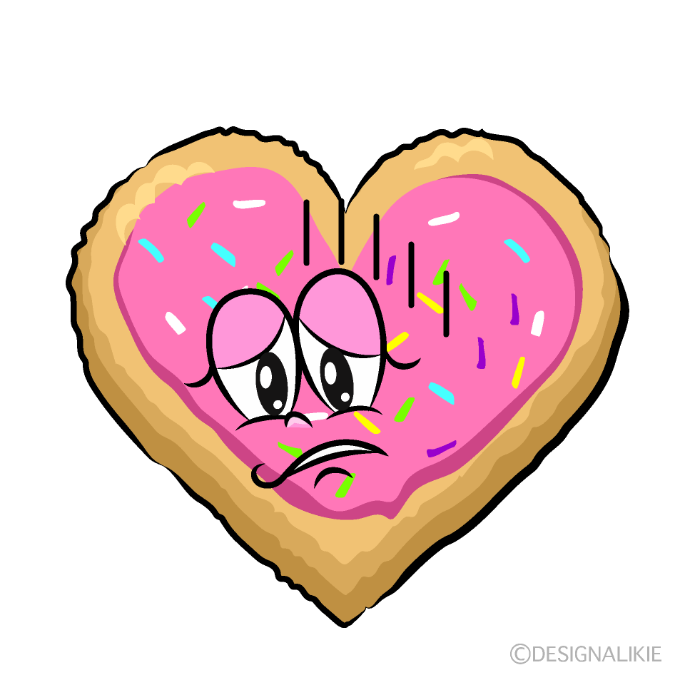 Depressed Heart Cookie Cartoon Character Image