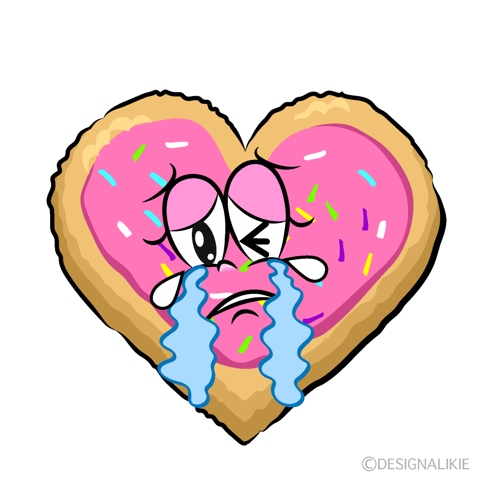 Crying Heart Cookie Cartoon Character Image