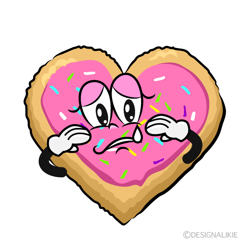 Sad Heart Cookie Cartoon Character Image