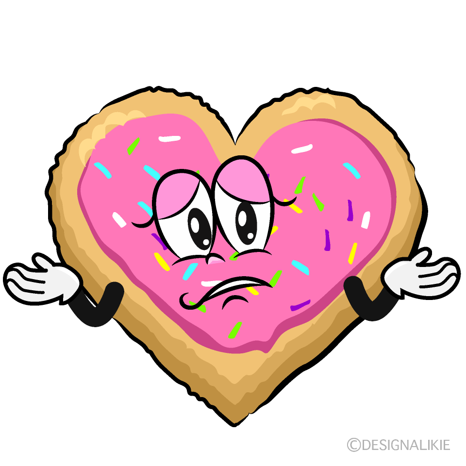 Troubled Heart Cookie Cartoon Character Image