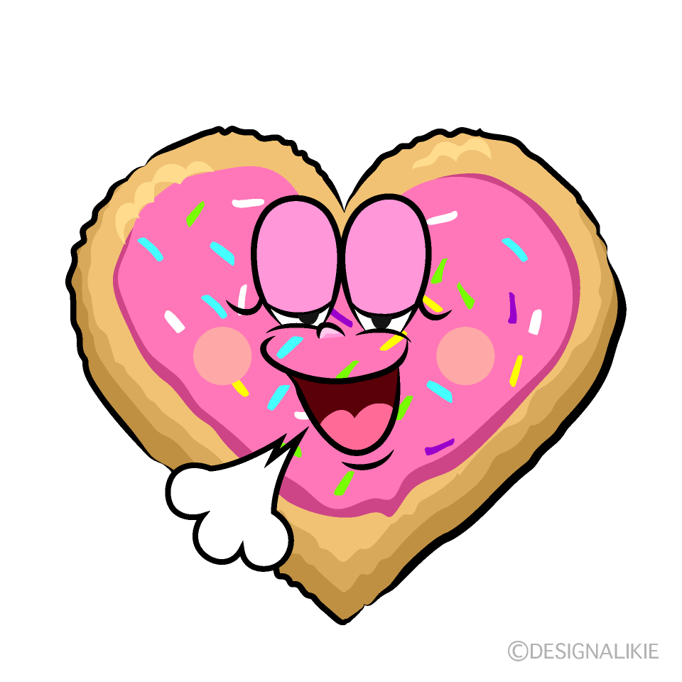 Relaxing Heart Cookie Cartoon Character Image