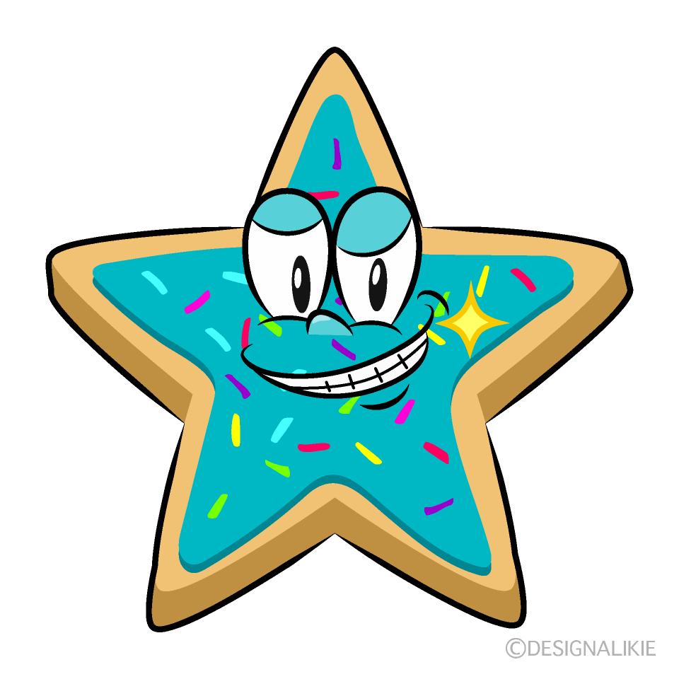 Grinning Star Cookie Cartoon Character Image