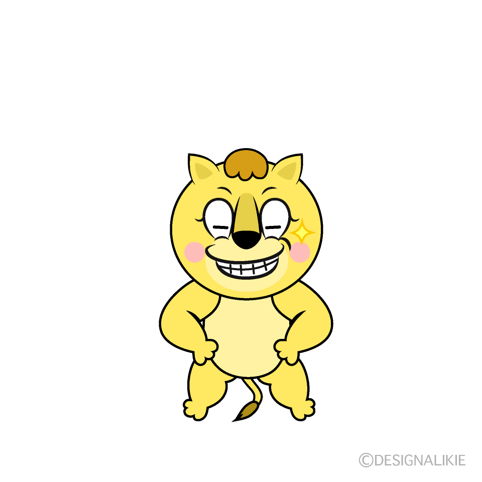 Grinning Lila Lion Cartoon Character Image