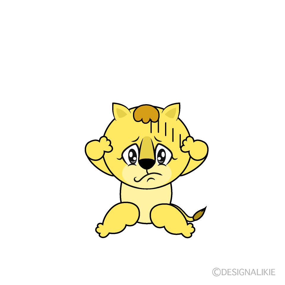 Depressed Lila Lion Cartoon Character Image