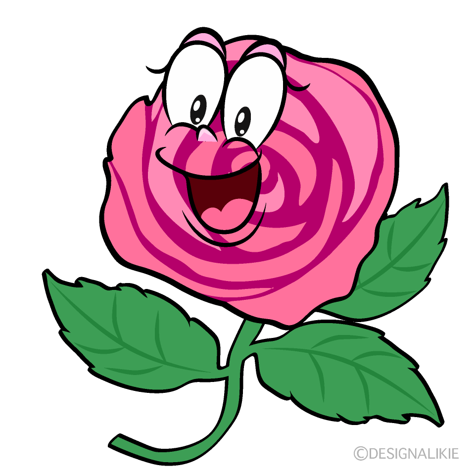 Surprising Pink Rose Cartoon Character Image