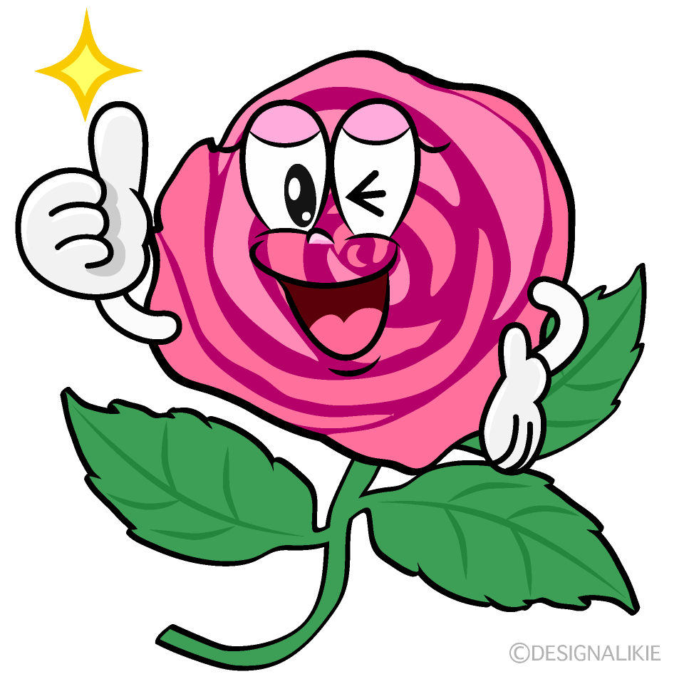 Thumbs up Pink Rose Cartoon Character Image