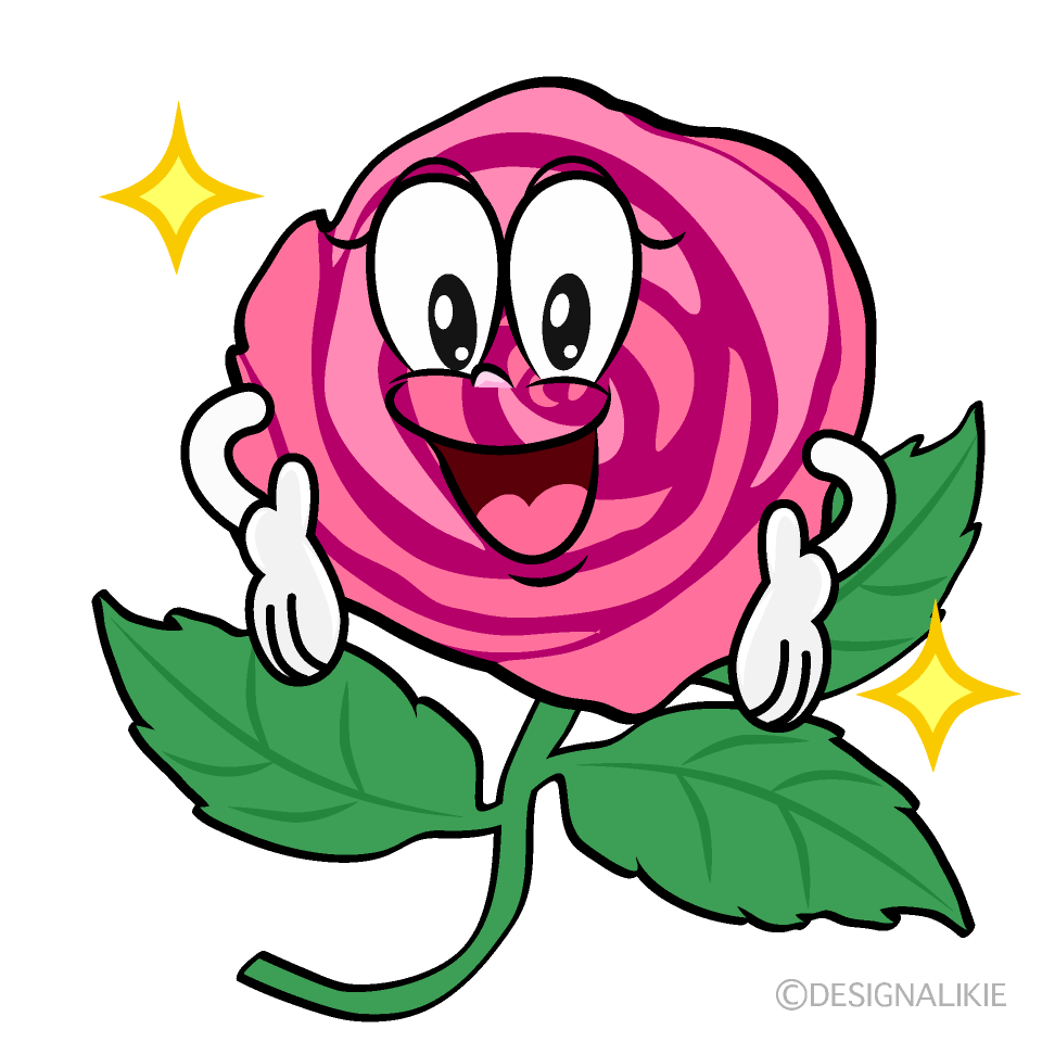 Glitter Pink Rose Cartoon Character Image